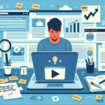 Penulis menyusun outline artikel SEO di laptop sambil menunggu transkrip video YouTube selesai diproses.