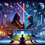 Ilustrasi tiga berita game: RPG luar angkasa klasik, roguelike kartu populer, dan film petualangan galaksi ceria.