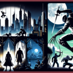 Ilustrasi kolase berita game: superhero, antihero gelap, kota gothic Bloodborne, dan dunia fantasi cerah ala Zelda.
